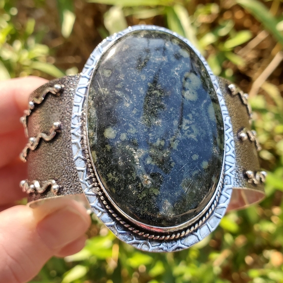 New Kambaba Jasper 925 Silver Cuff Bracelet. - Picture 8 of 15